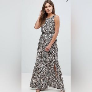 Asos Bow Back Maxi Dress Leopard